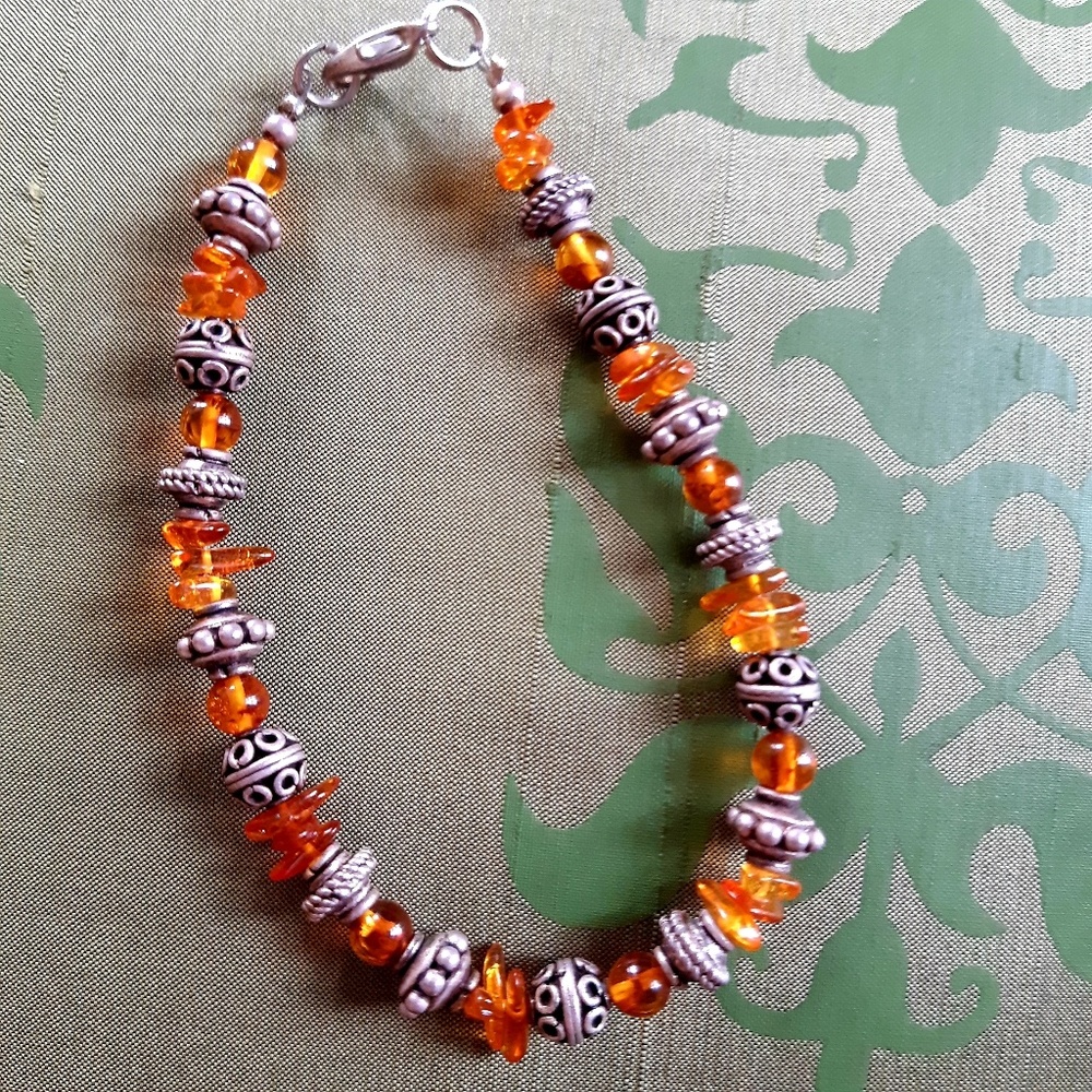 Amber and Sterling silver .925 bracelet